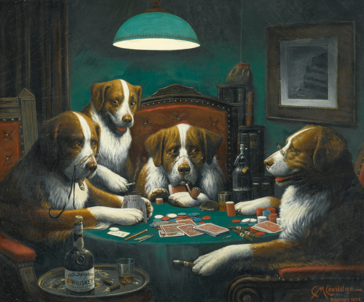 Dogs playing poker